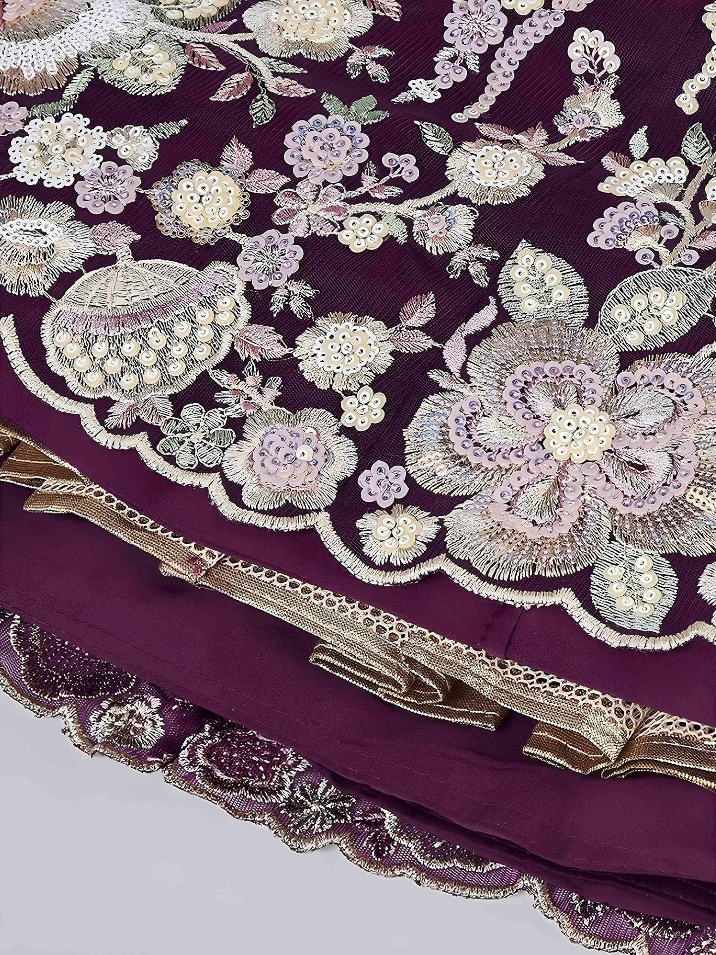 Tulsi Art Elegant Purple Sequins Net Reception Wear Lehenga Choli With Dupatta