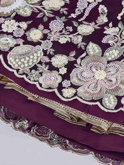 Tulsi Art Elegant Purple Sequins Net Reception Wear Lehenga Choli With Dupatta
