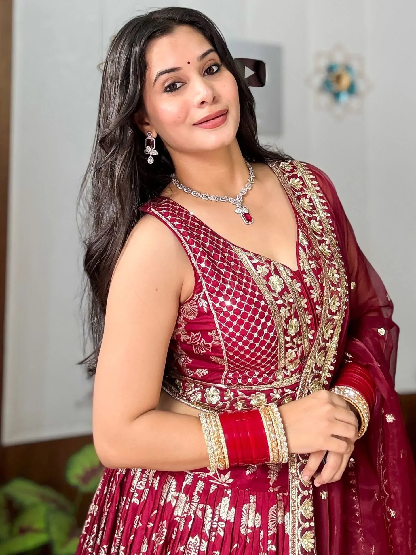 Tulsi Art Charming Maroon Zari Weaving Silk Wedding Lehenga Choli With Dupatta