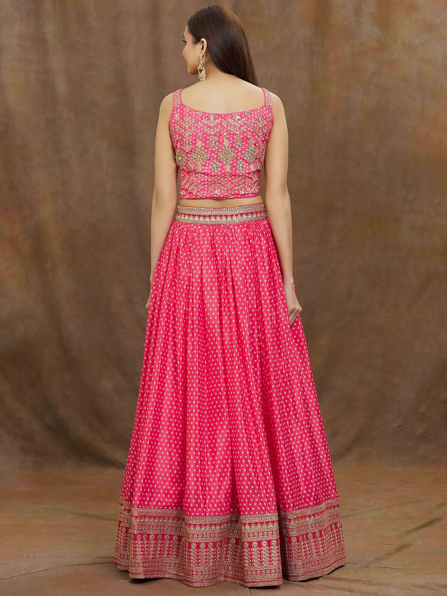 Tulsi Art Stunning Pink Digital Printed Chinon Reception Wear Lehenga Choli