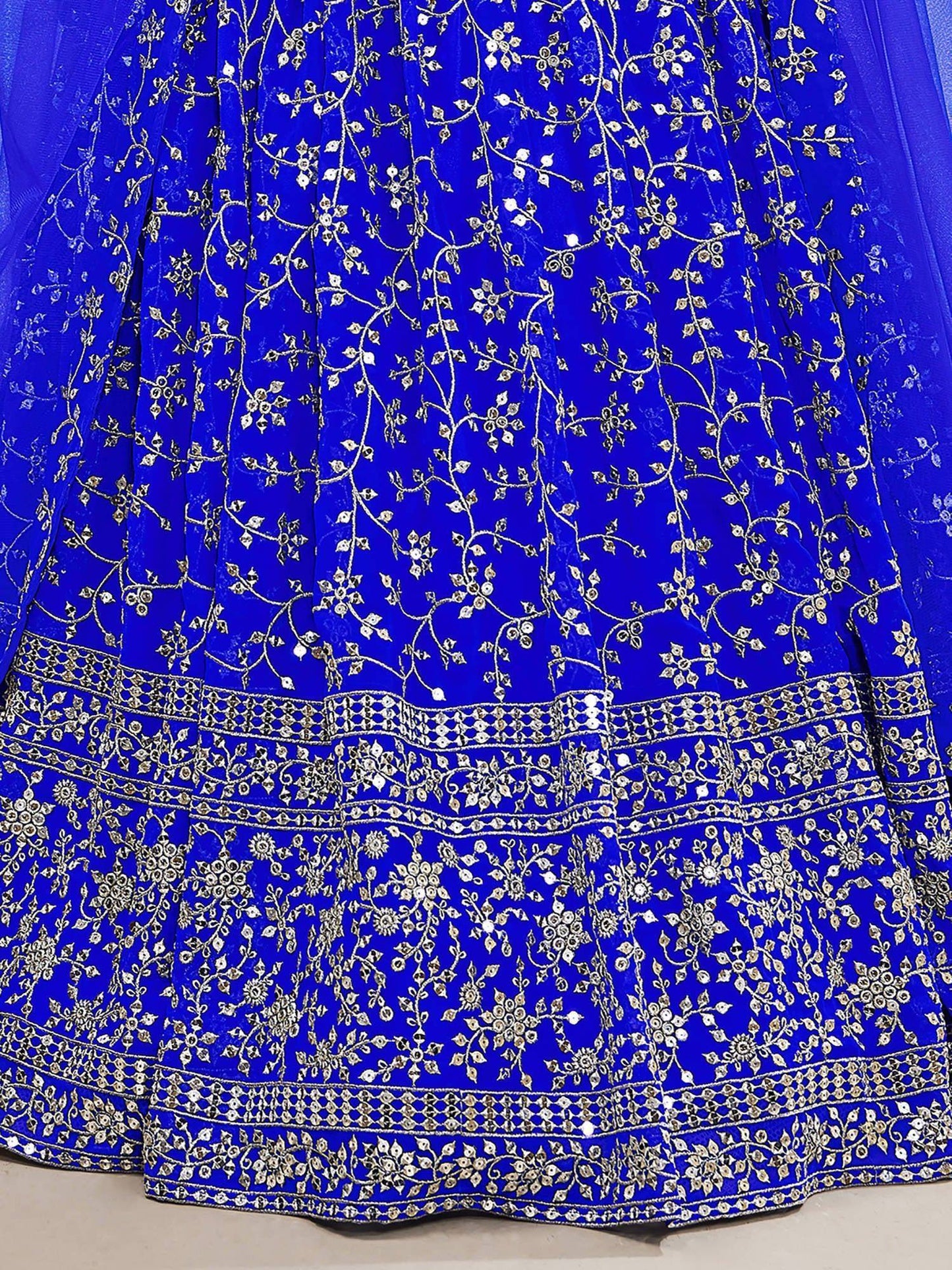 Tulsi Art Mesmerizing Blue Sequins Georgette Wedding Wear Lehenga Choli