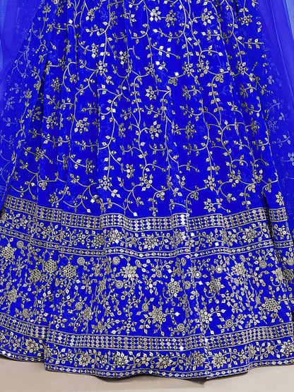 Tulsi Art Mesmerizing Blue Sequins Georgette Wedding Wear Lehenga Choli