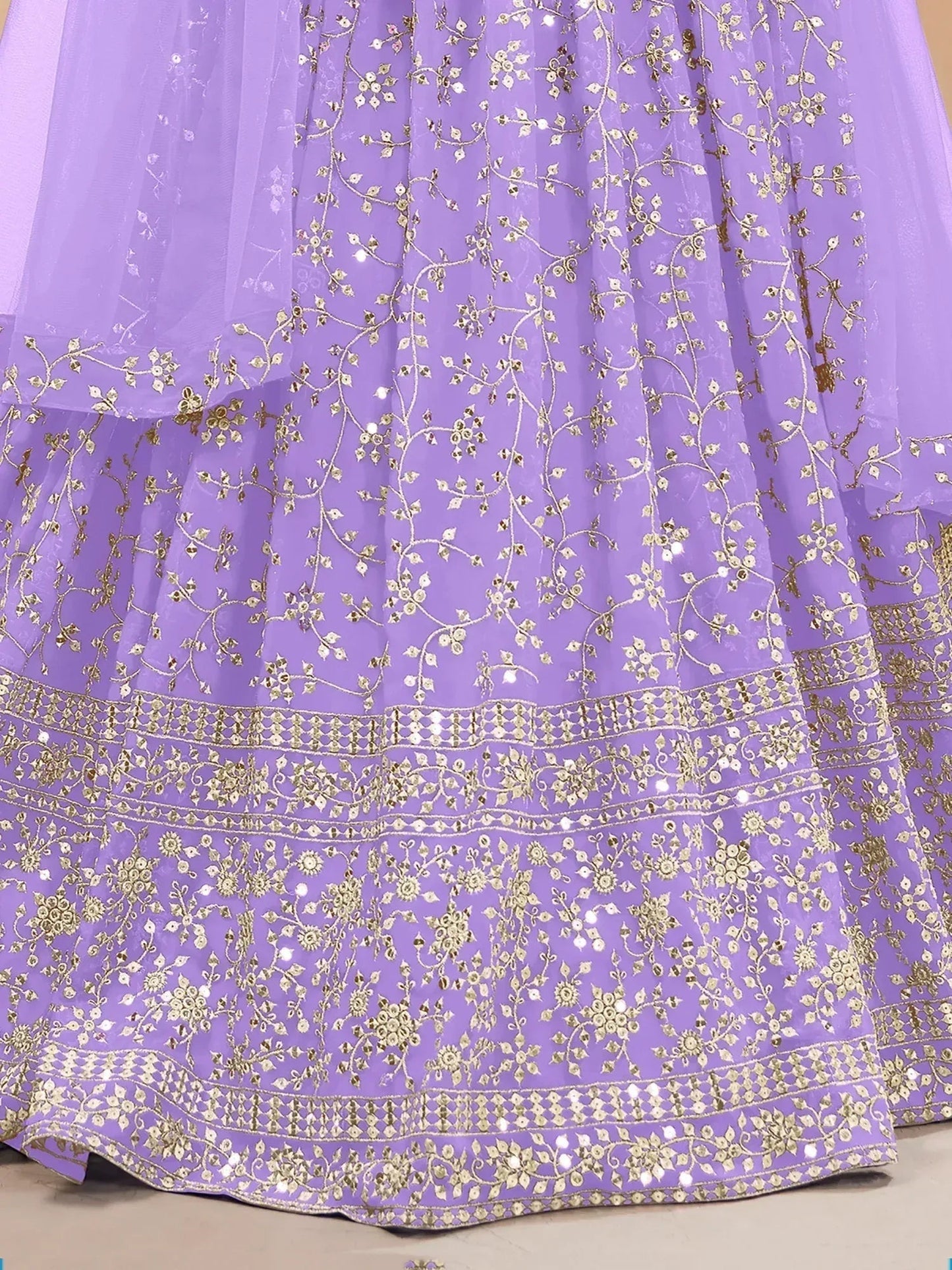 Tulsi Art Enchanting Lavender Sequins Georgette Lehenga Choli With Dupatta