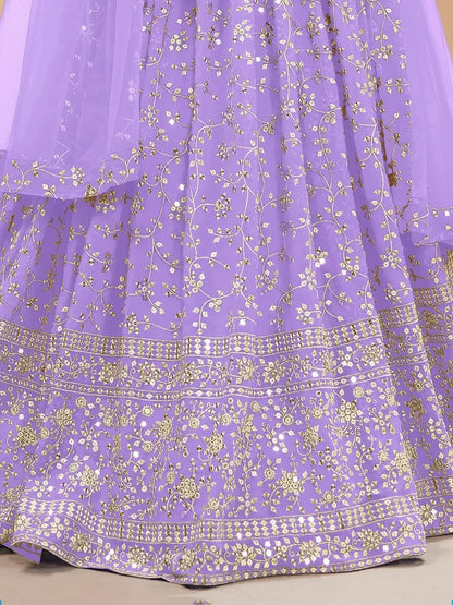 Tulsi Art Enchanting Lavender Sequins Georgette Lehenga Choli With Dupatta