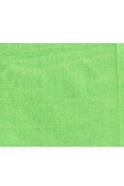 Piyari Fashion Women's Green Embellished Cotton Blend Zari Check Handloom Saree