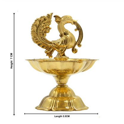 CraftVatika Pure Brass Diya, Peacock Design Brass Diya