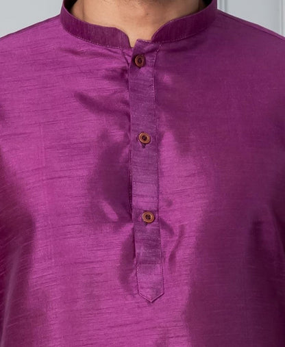 Zavaya Men Purple Solid Banarasi Silk Kurta