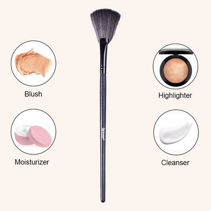 Bronson Professional Fan Makeup Brush for Highlighter & Smooth Powder Application
