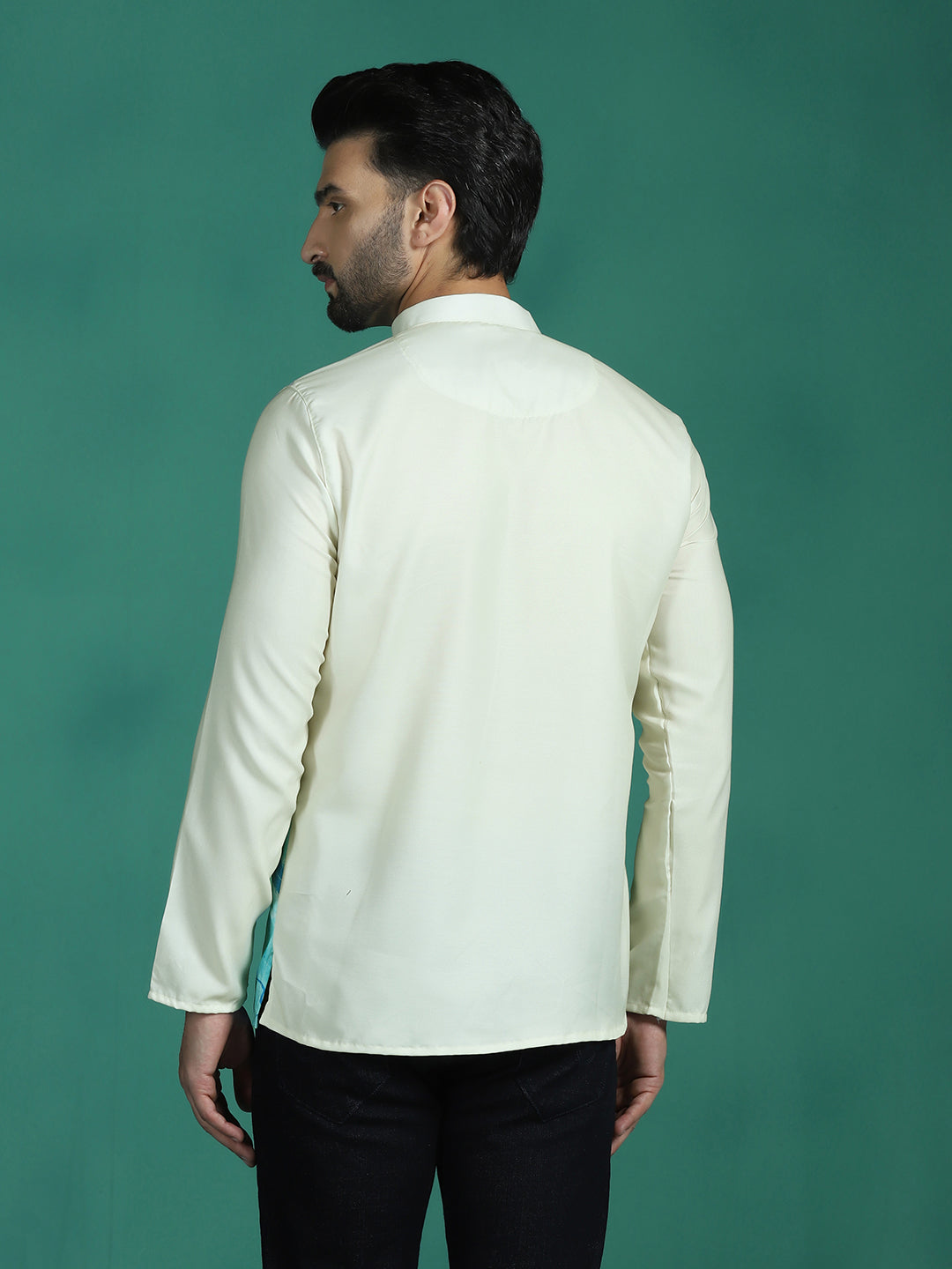 Zavaya Multicolor Ombre Rayon Short Kurta for Men