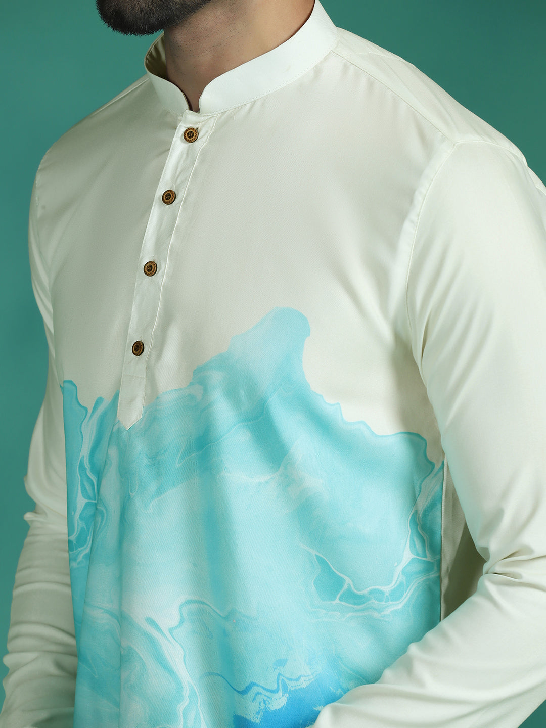 Zavaya Multicolor Ombre Rayon Short Kurta for Men