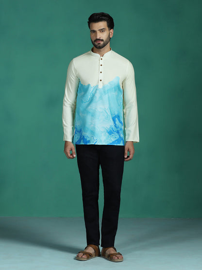 Zavaya Multicolor Ombre Rayon Short Kurta for Men