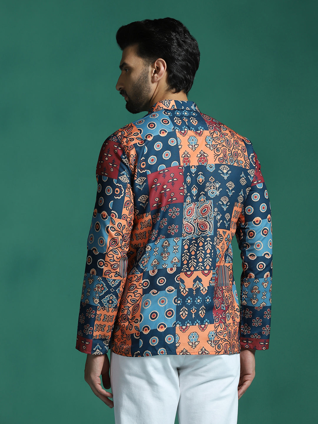 Zavaya Multicolor Floral Rayon Short Kurta for Men
