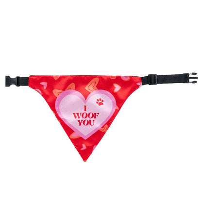 Waggety Dog Bandana - I Woof You, Soft Fabric, Stylish Pet Accessory for Dogs - Red