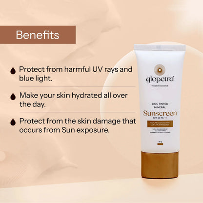 Glopetra Zinc Tinted Mineral Sunscreen Spf 50 Pa+++
