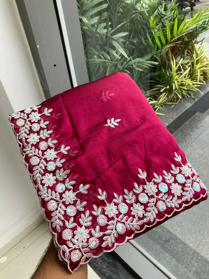 Teeya Creation New Trendy Party Wear Soft Silk Saree-Pink
