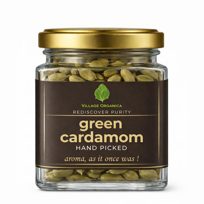 Village-Organica Green Cardamom (Elaichi) Whole  Handpicked