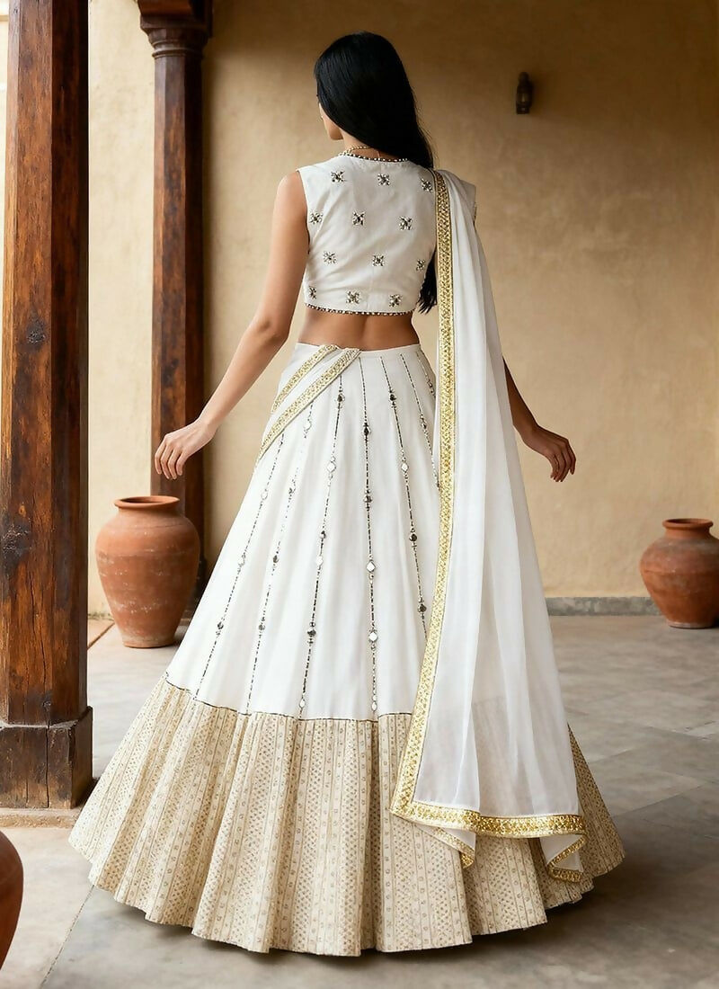 Lehenga Mart White Gerogette Designer Bollywood Style Wedding Wear Lehenga Choli