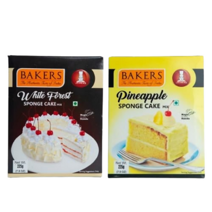 BAKERS Sponge Cake Mix Combo - White Forest & Pineapple