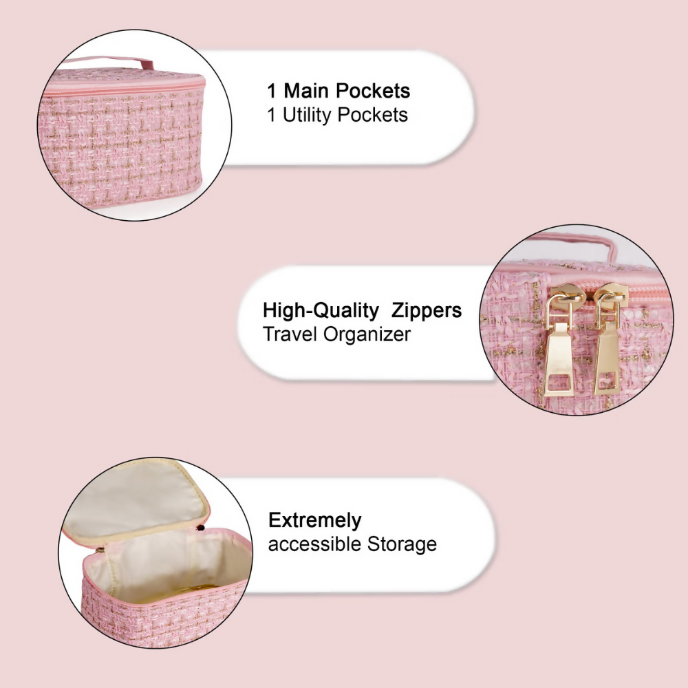 Bronson Professional Pink Makeup Pouch Cosmetic Organizer Kit