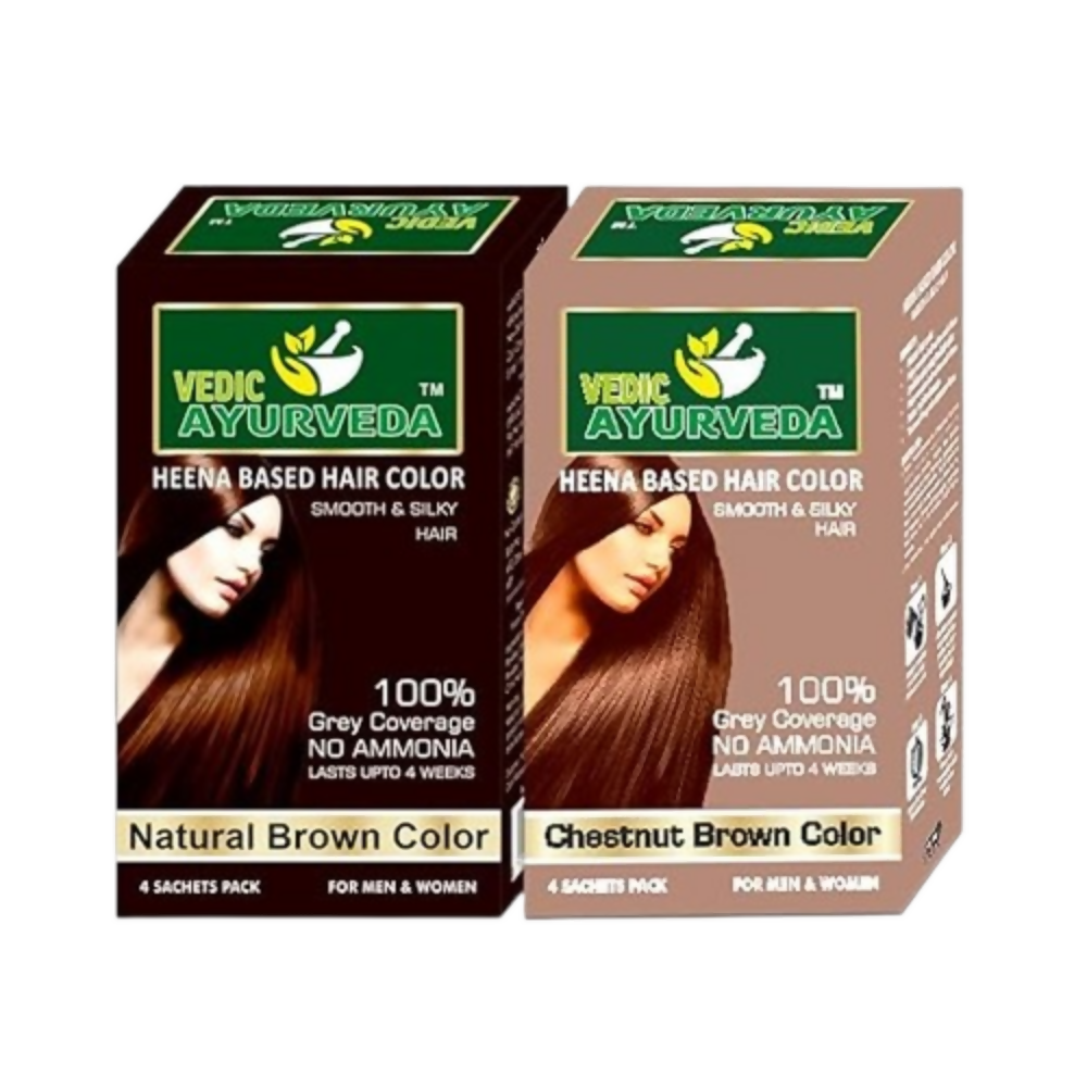 VedicAyurveda Henna Based Hair Colour, Natural brown and Chestnut Brown