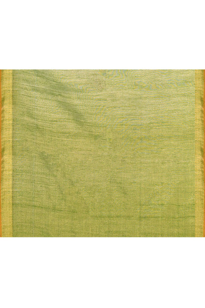 Piyari Fashion Women's Olive Embellished Tissue Jamdani Saree