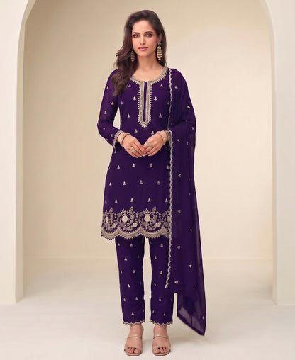 KC Bollywood Style Purple Georgette Suit For Women