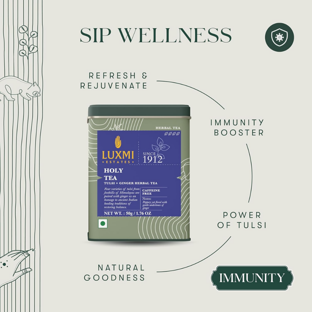 Luxmi Estates Holy Tea Tin - Tulsi Herbal Infusion