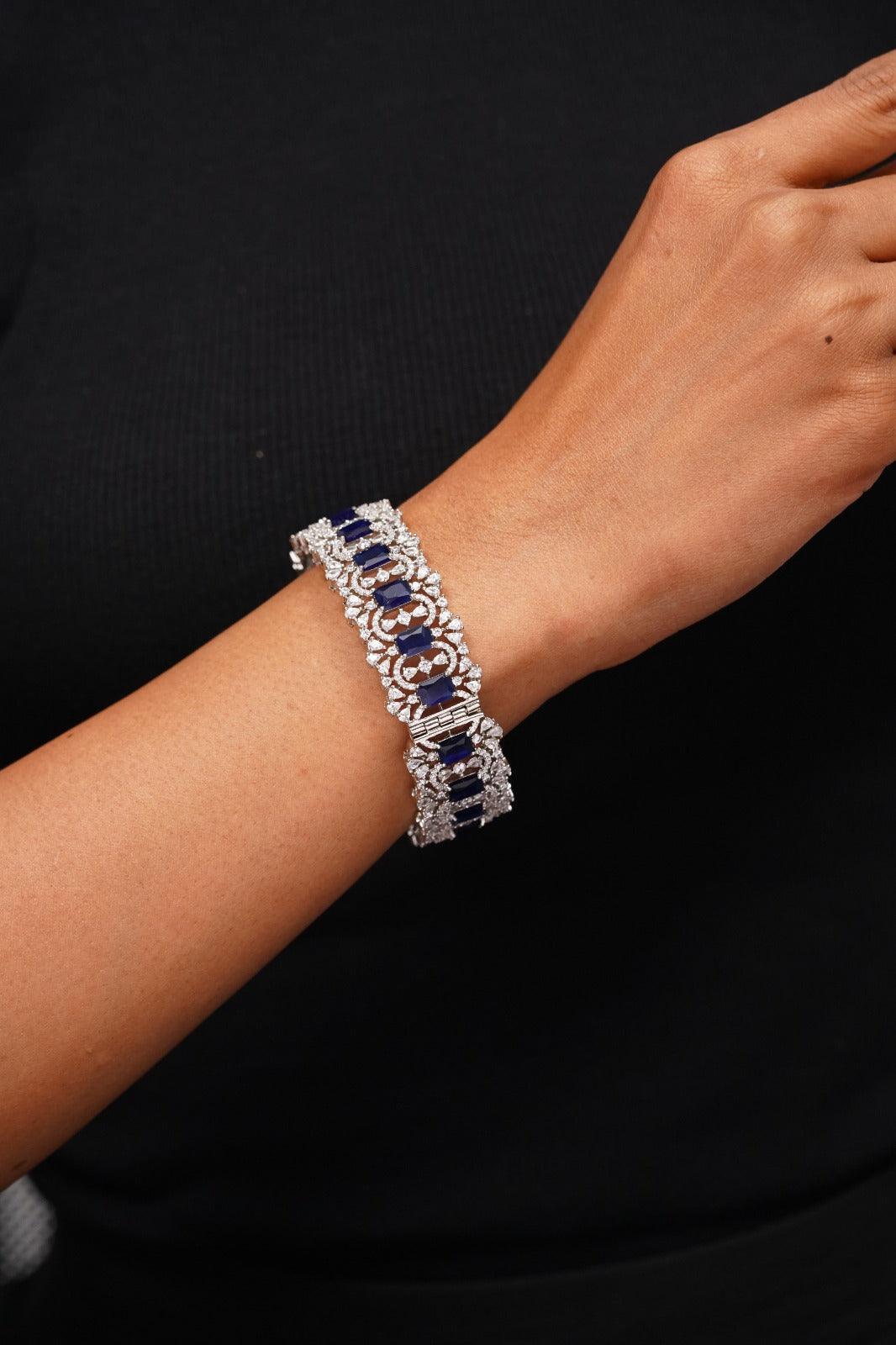 Aaashvi Diamond Thick Bangle (BLUE)