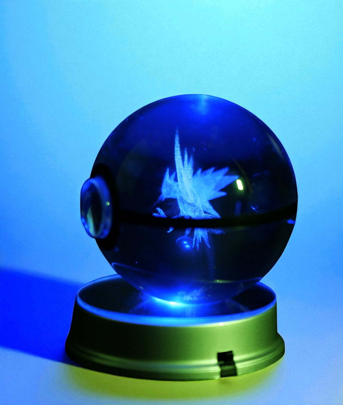 Zapdos Pokémon Crystal Poké Ball 3D Laser Engraved Figurine | Color Changing LED Night Lamp | Legendary Bird Collectible by ShoppingNest