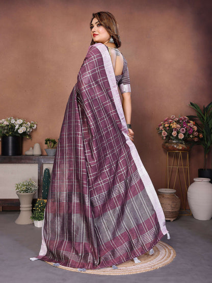 Aastha Fashion Lavender Linen Weaving Saree