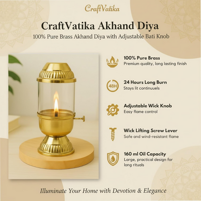 CraftVatika Pure Brass Akhand Diya