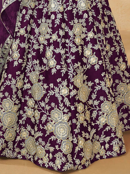 Tulsi Art Alluring Purple Silk Wedding Wear Lehenga Choli With Dupatta