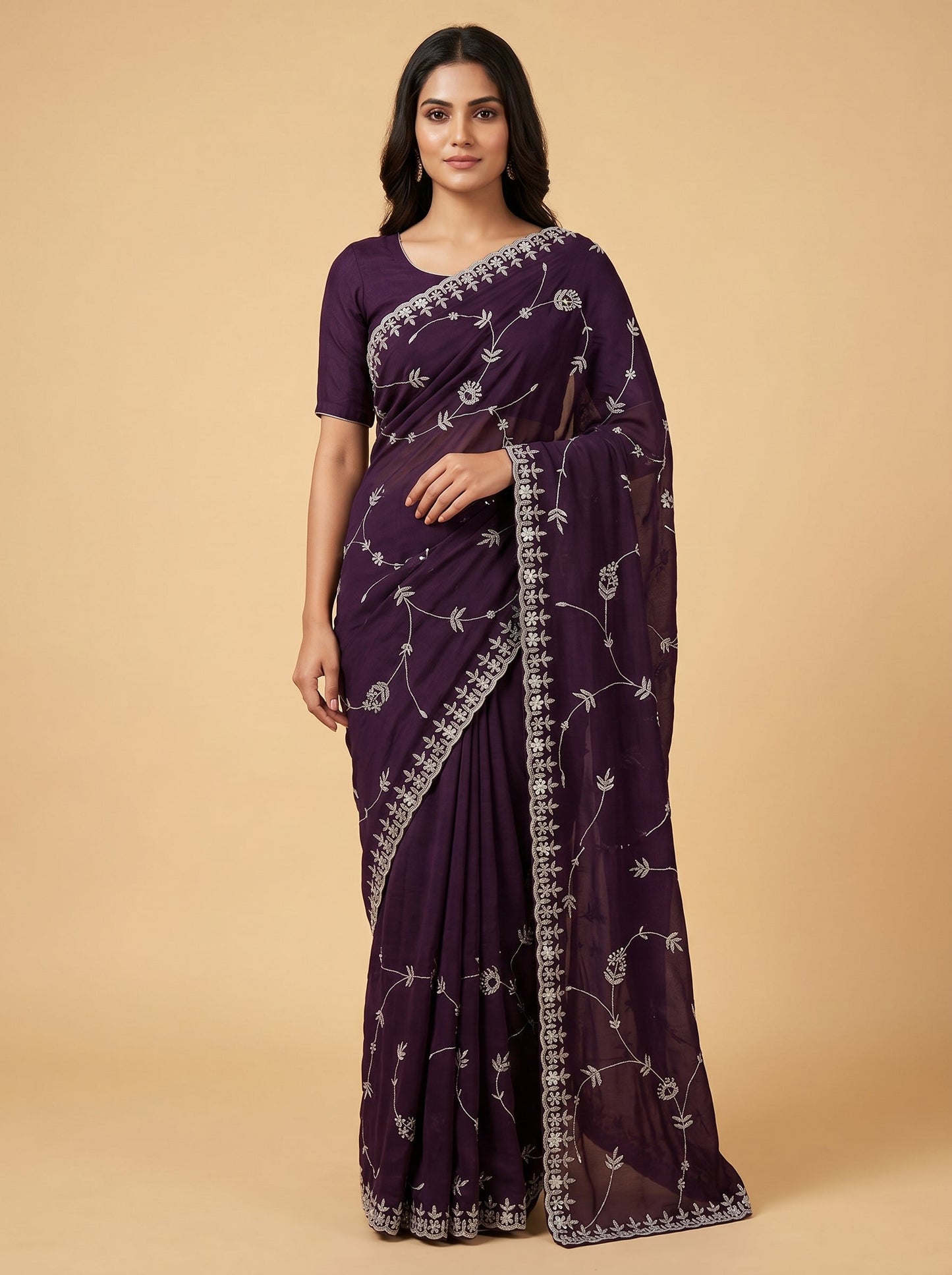 Amethyst Silk Radiance Saree