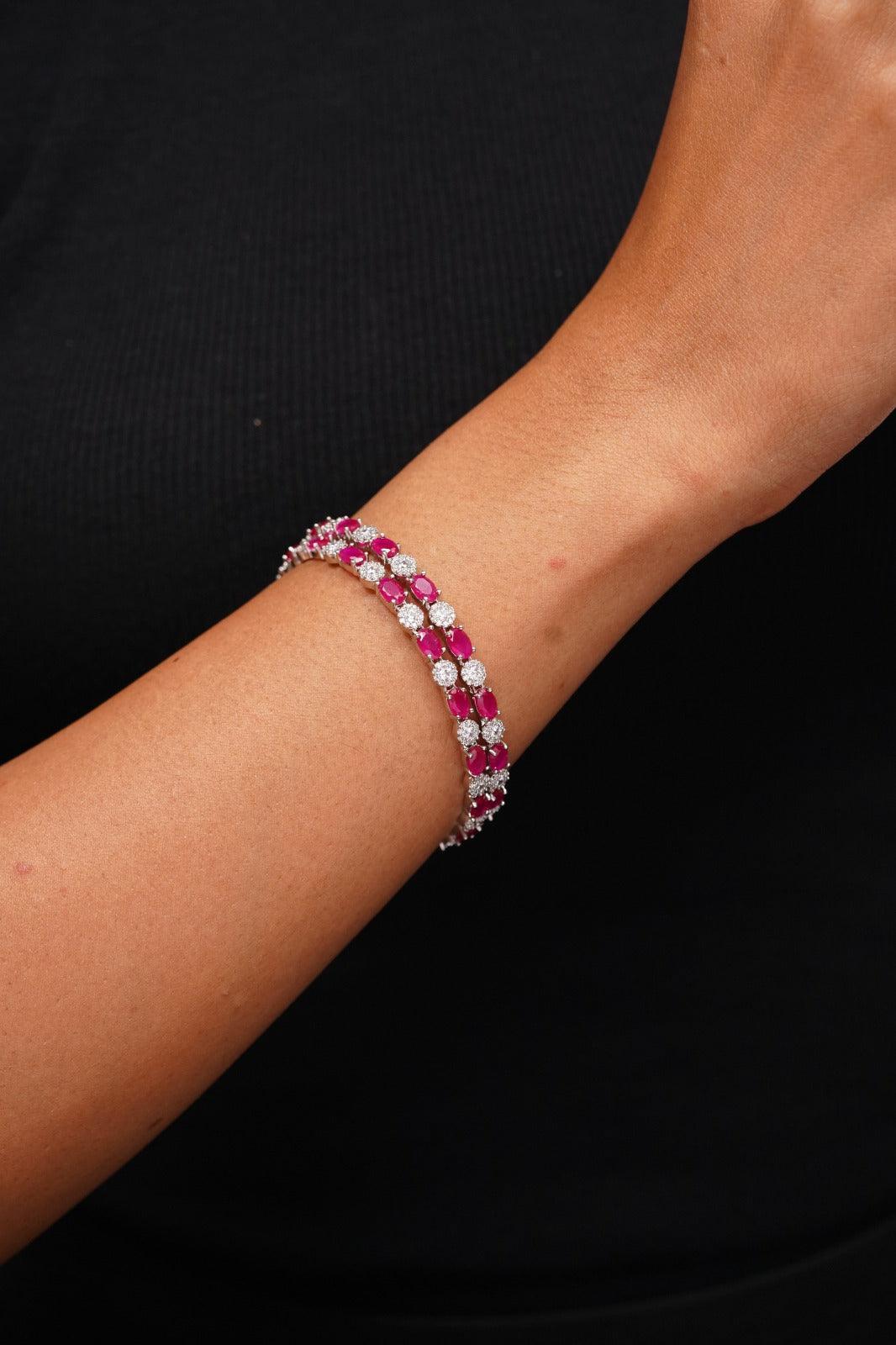 Anisha Slim Diamond Coloured Stone Bangles