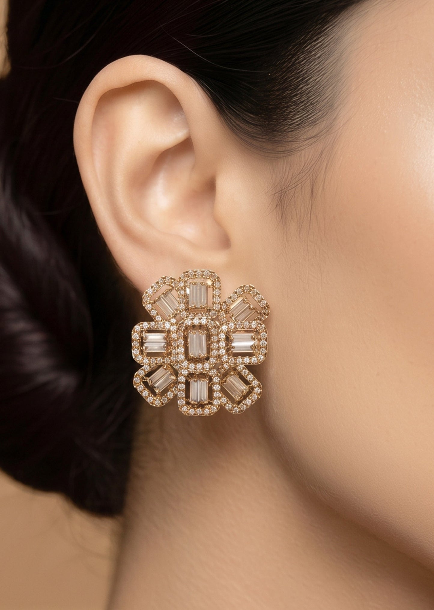 Shimmer Layered Zircon Earrings