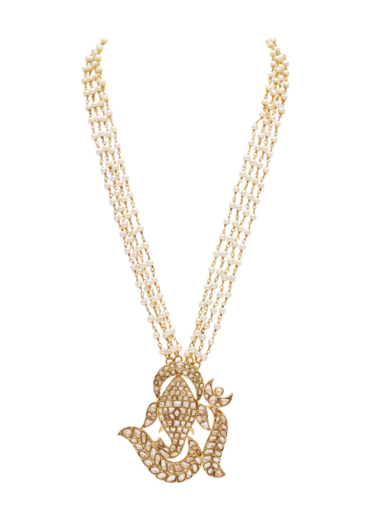 Antique Gold Kundan Polki Long Necklace