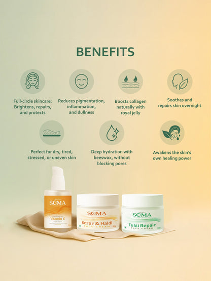 Soma Essential Apian Beauty Ritual- 3 step Skin Care Kit For AM & PM Routine