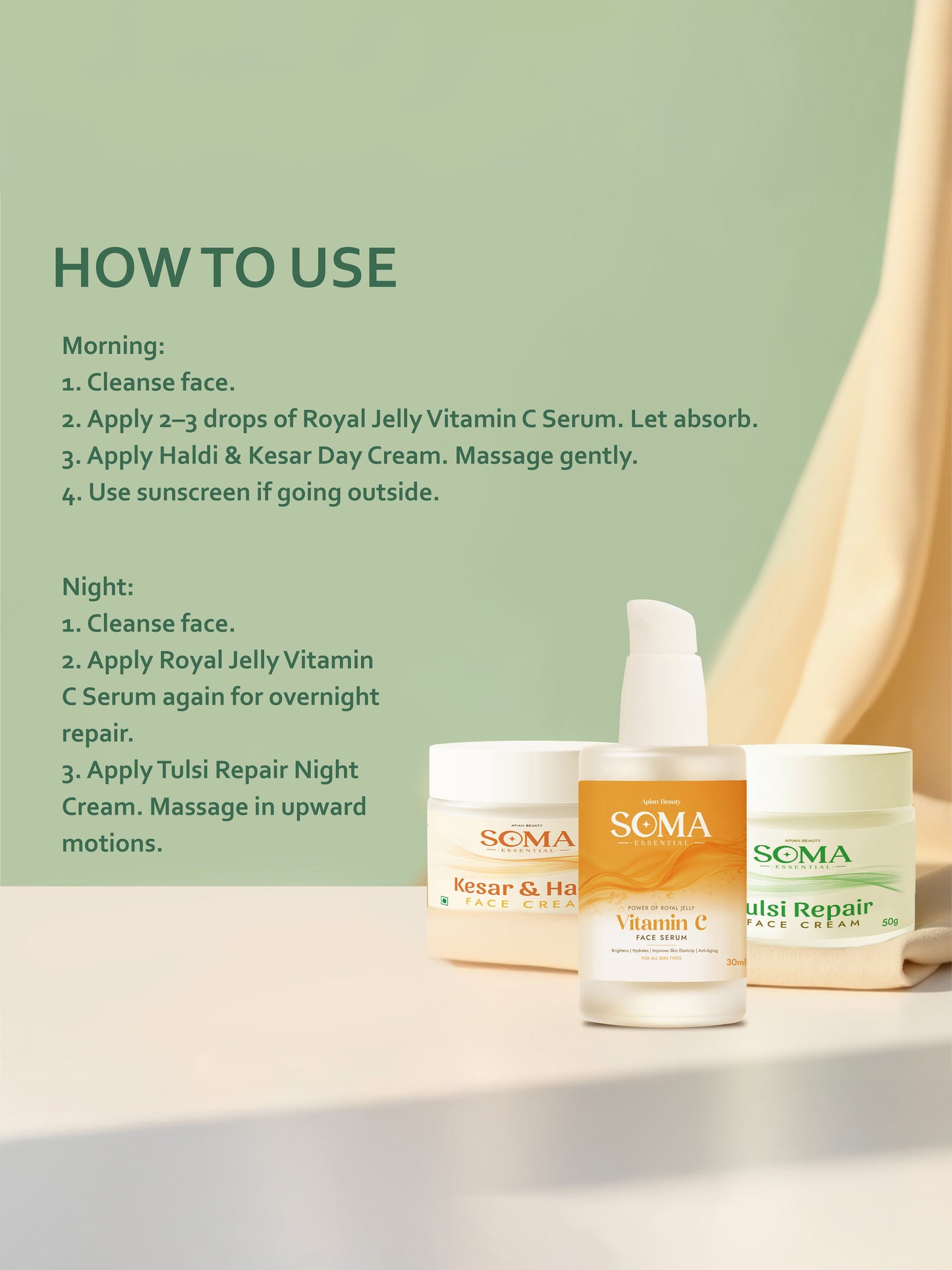Soma Essential Apian Beauty Ritual- 3 step Skin Care Kit For AM & PM Routine