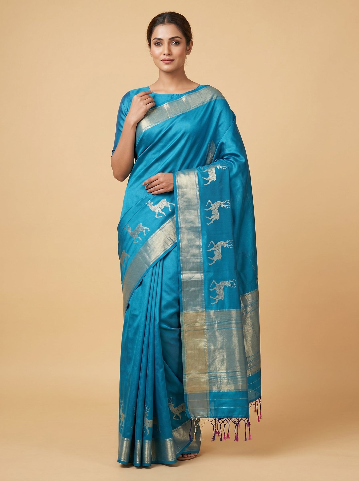 Aqua Breeze Sea Green Handloom Saree