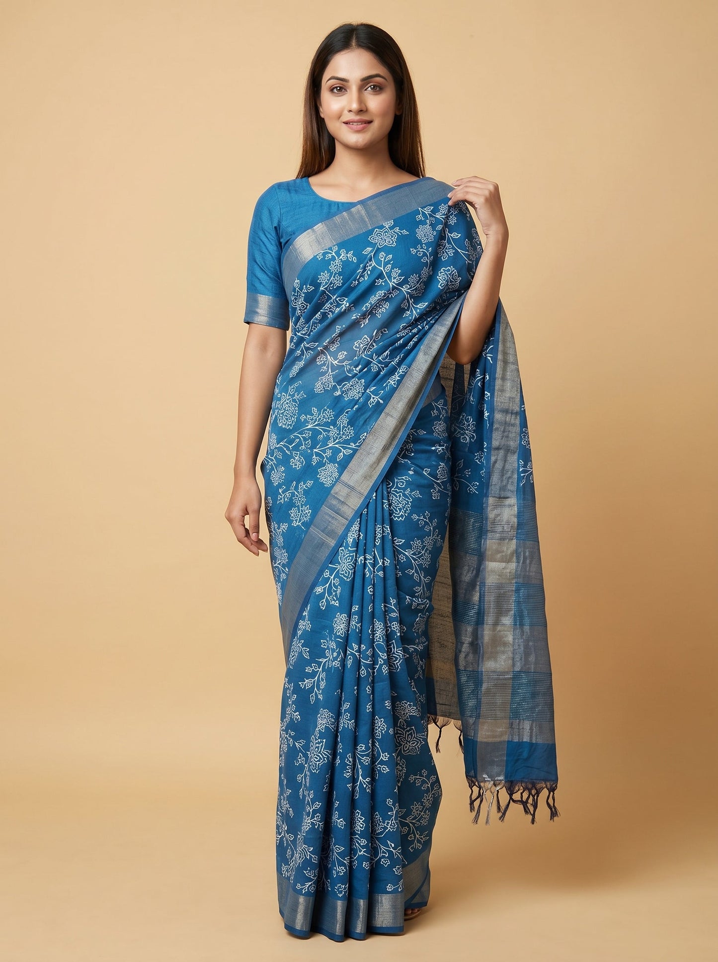 Aqua Drift Peacock Green Handloom Saree