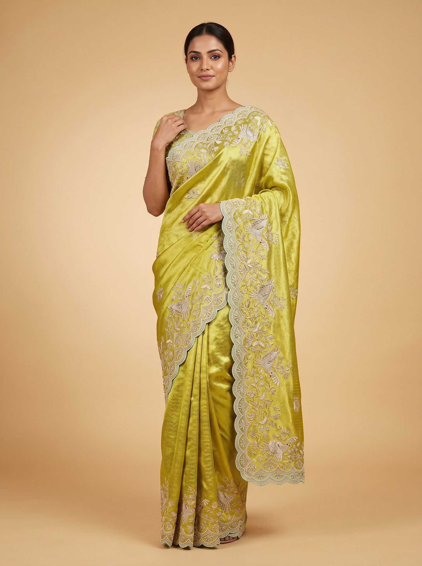Aqua Fresh Tone Embroidered Saree