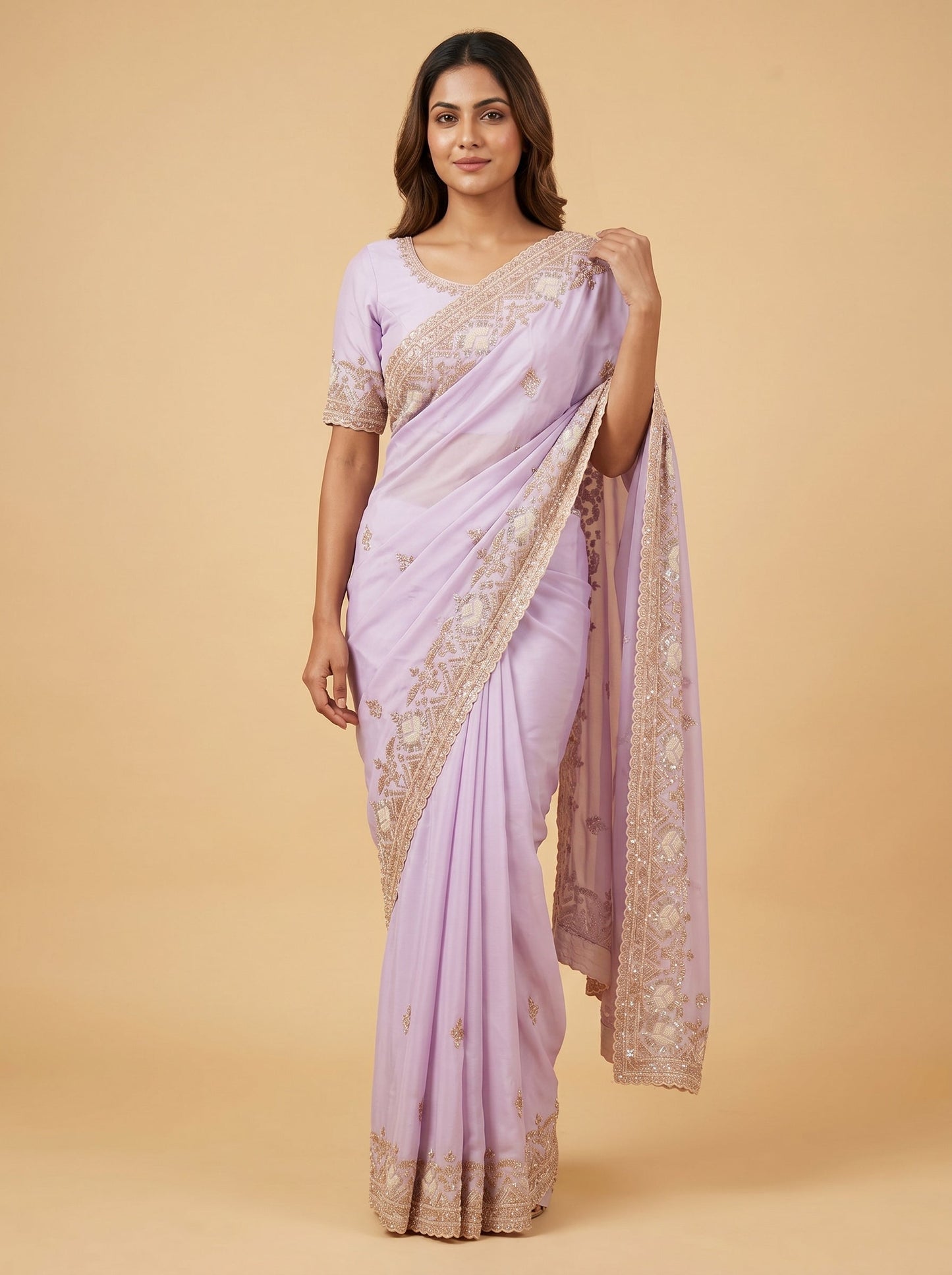 Aqua Handloom Saree with Fluid Flow
