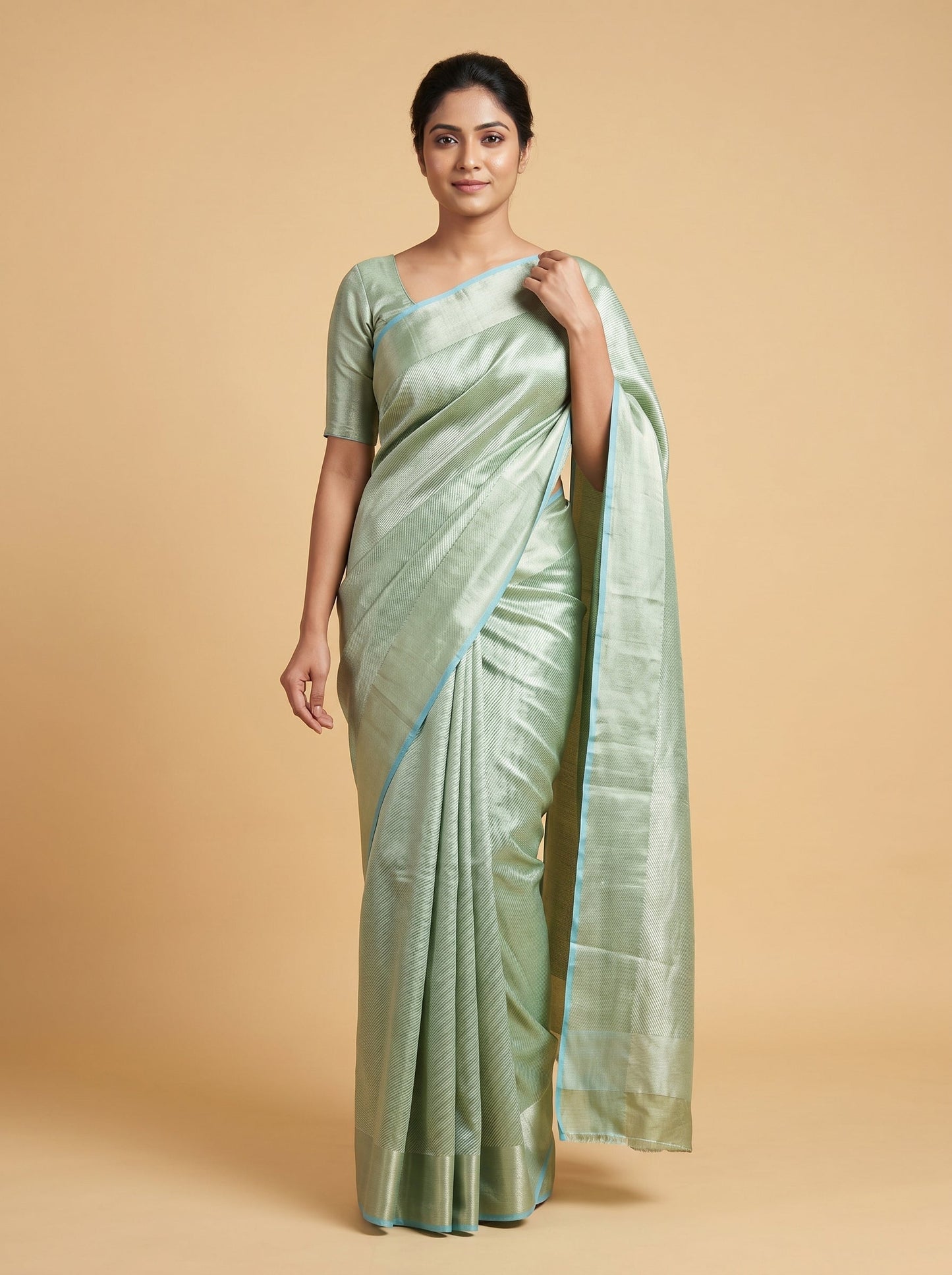 Aqua Silver Fresh Blend Handloom Saree