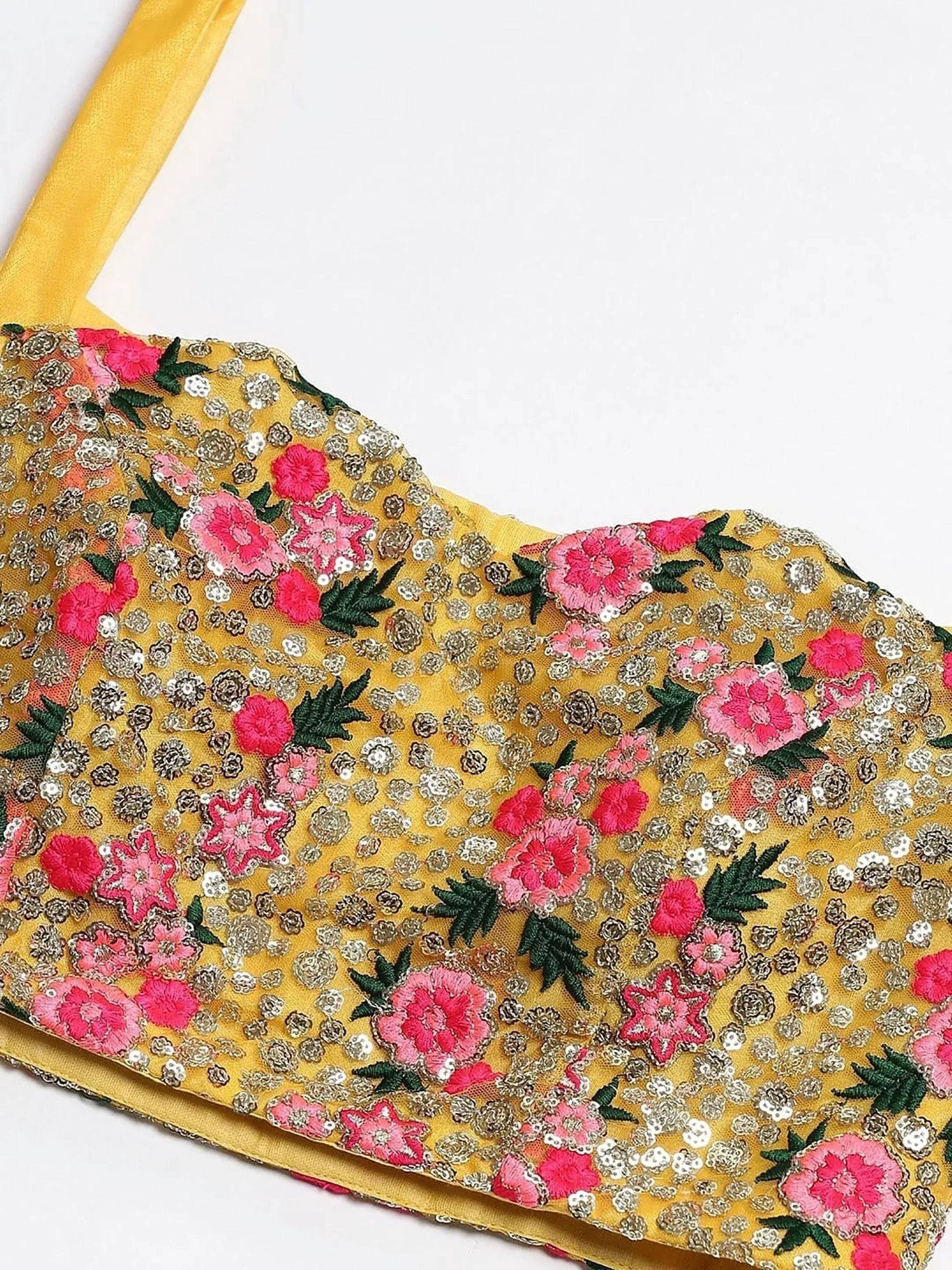 Tulsi Art Mustard Yellow Sequins Net Bridal Lehenga Choli