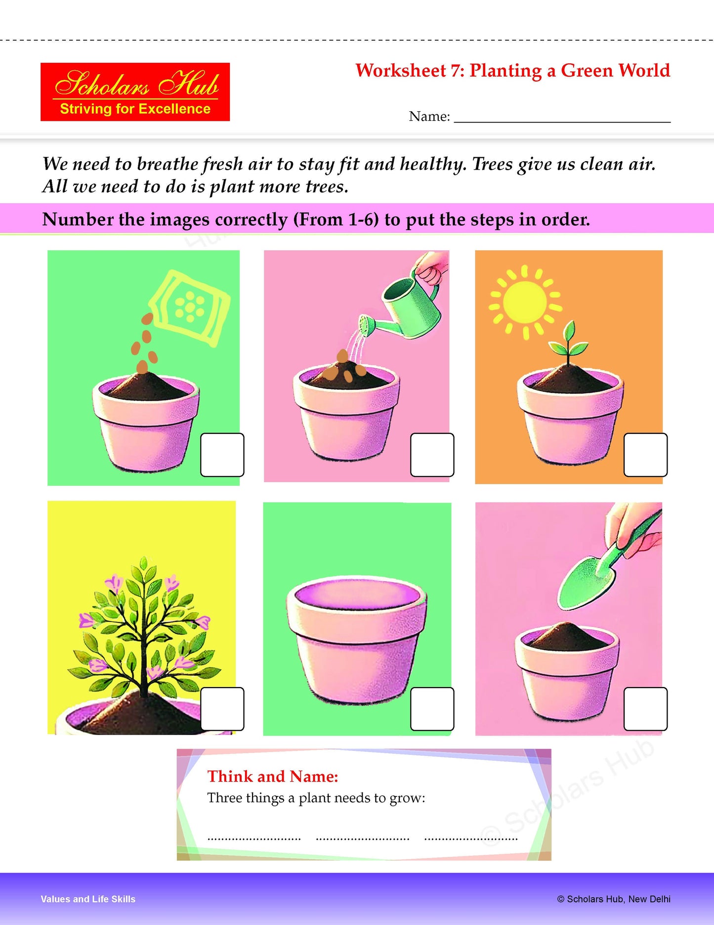 Step By Step Skills-Values And Life Skills Colorful Tearable Worksheets