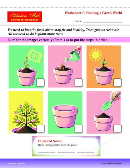 Step By Step Skills-Values And Life Skills Colorful Tearable Worksheets