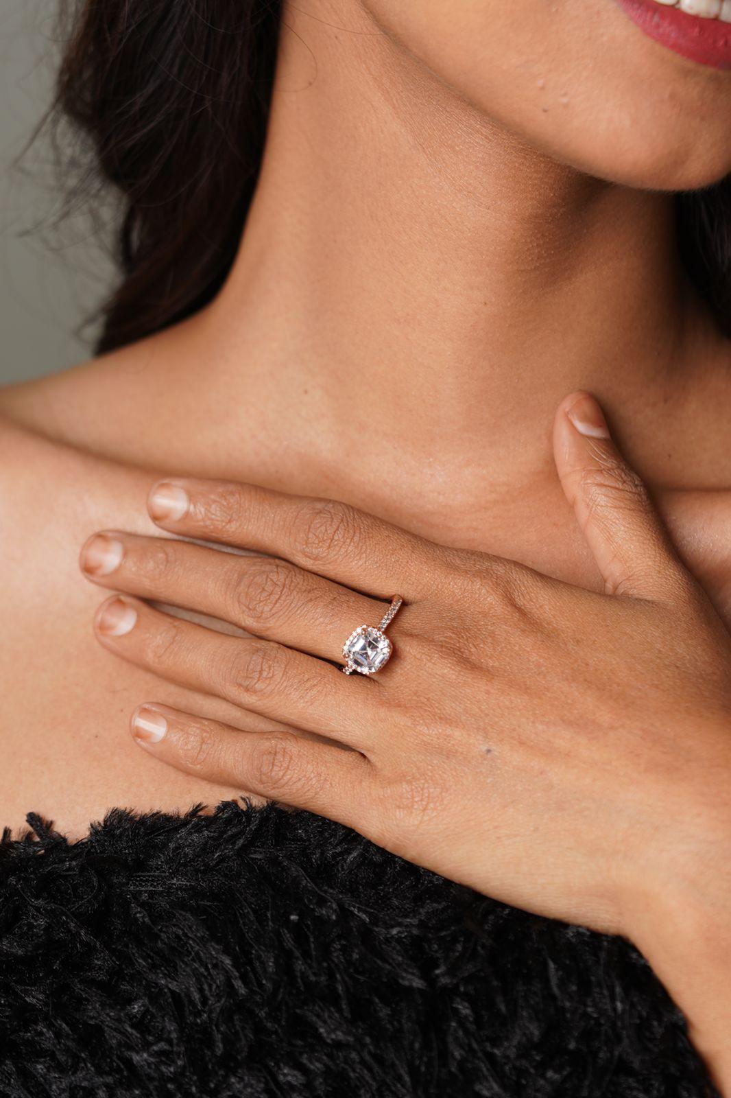 Ascher Cut Solitaire Ring