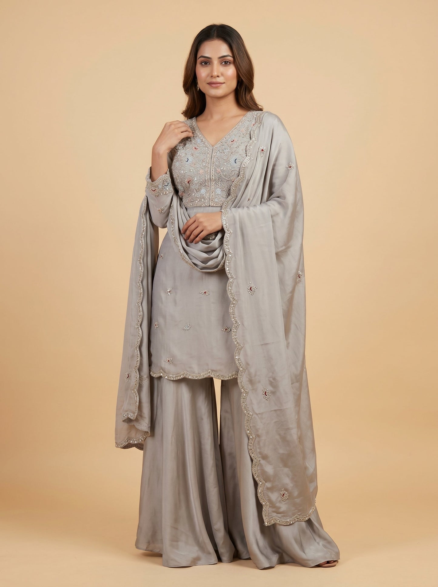 Ash Gray Cape Set
