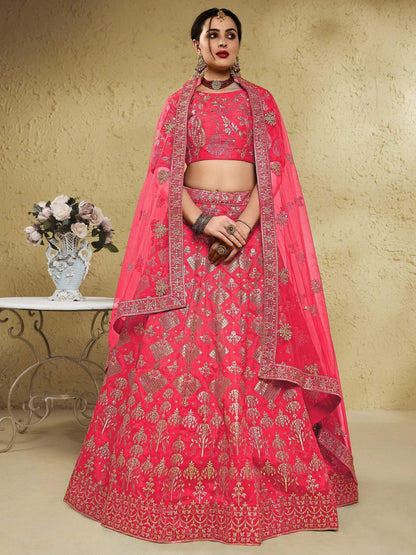 Tulsi Art Attractive Peach Sequins Silk Festival Wear Lehenga Choli With Dupatta