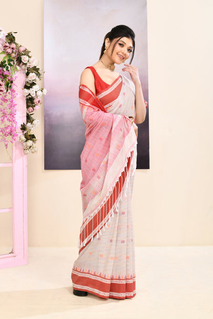 Piyari Fashion Women's Beige Embellished Cotton Saree